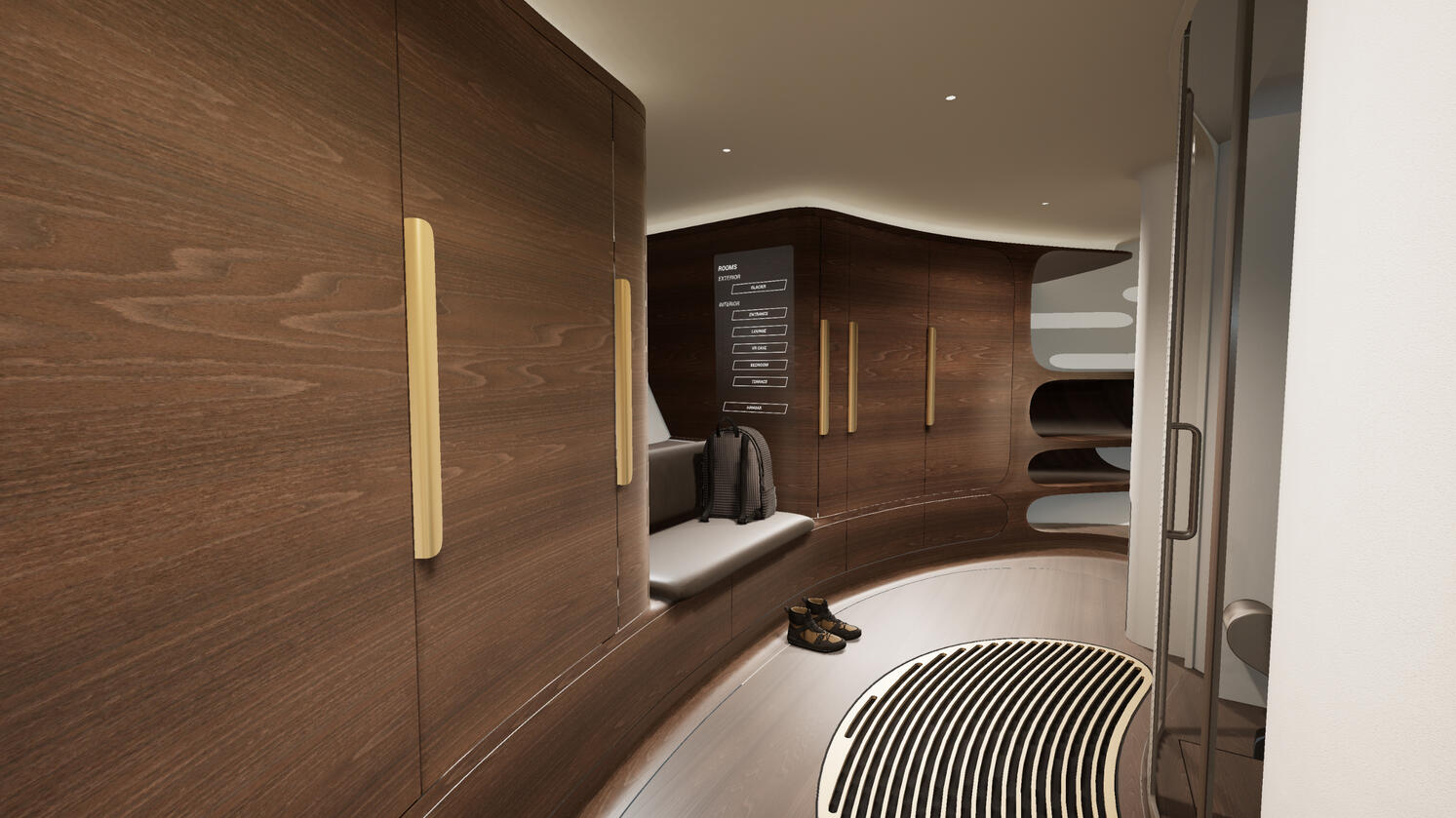 Still capture showing an interior view of the SuperChalet VR experience. Concept Development Project, 2022, ZHVR Group.