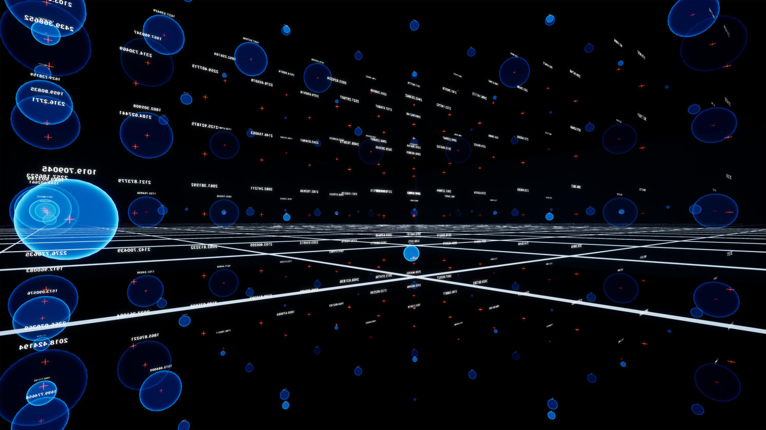 Still capture of the Spatial Matrix 1.0 interactive VR experience. The Gallery, Arts University Bournemouth, 2018. Developed as part of ZHVR Group.